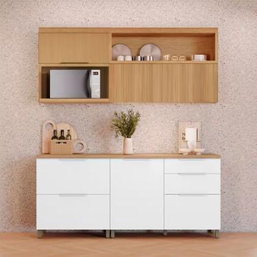 Imagem de Cozinha Completa Em Mdf Nesher Marquesa 4 Portas 4 Gavetas Marrom-cinza