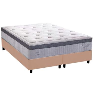 Imagem de Cama Box Casal Bipartida Com Colchão Herval C1663 Molas Ensacadas 138x188x75cm Ms Suede Bege