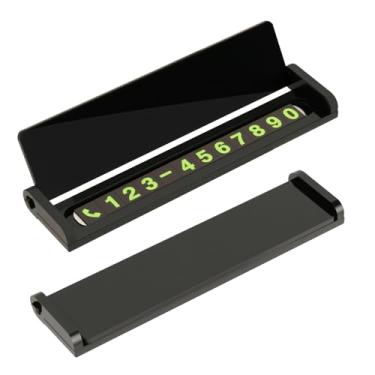 Imagem de Homakover Pacote com 2 placas de cartão de telefone de estacionamento ocultas de acrílico, cartão de número de telefone de notificação, cartão de estacionamento luminoso para decoração de carro de