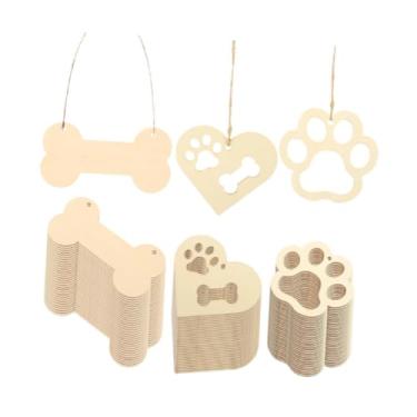 Imagem de Vaveren 36 peças de etiquetas de madeira em branco com barbante de com recortes de madeira, pingentes para artesanato de casa de animais de estimação,