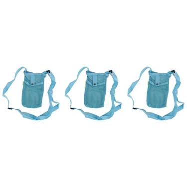 Imagem de Garrafa de água Titular Transportadora ajustável Shoulder Strap Bag Sling Sleeve Conjunto de 3 para Sports Gym Caminhadas Camping Andando Durable Nylon Material 20x11cm Tamanho (Azul claro)