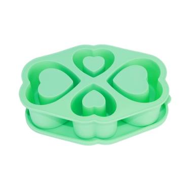 Imagem de YXQ Stanley Cup Molde de gelo em forma de coração divertidos moldes de silicone com tampa e caixa 20 30 1,134 g Bandeja de cubos de gelo para acessórios de freezer (verde)