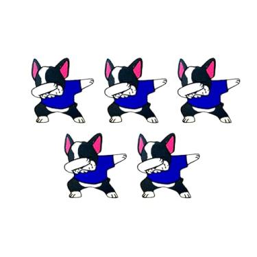 Imagem de TH88 Conjunto de 5 peças Mini Bulldog Francês Filhote de Cachorro Remendos Bonito Logotipo de Desenho Animado 3 Patches Costurar Ferro em Aplique Bordado Emblema Sinal Remendo Roupas DIY Fantasia