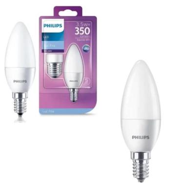 Imagem de 2 Lâmpada Led Vela 3.5w Philips Bivolt 6500k E14/27 350lm
