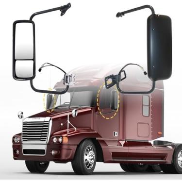 Imagem de Miror de porta direita apto para Freightliner Columbia Century Miror preto com porta de aquecimento Miror Apto para caminhões Freightliner Century Columbia 1996-2010