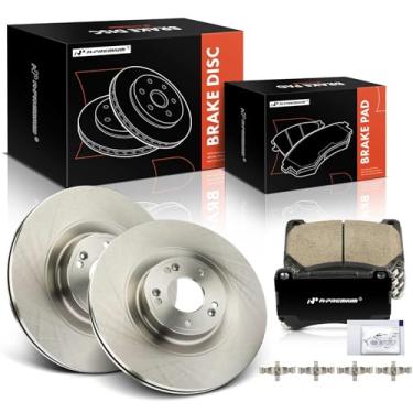 Imagem de A-Premium Kit De Rotores Freio A Disco Ventilados Dianteiros 13,58" (345 Mm) + Pastilhas Cerâmica Compatíveis Com Modelos Hyundai Selecionados - Genesis 2012-2014, Equus 2011, Conjunto 6 Peças