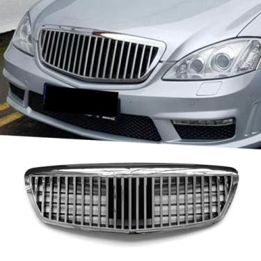 Imagem de Grade de para-choque de carro tiras decorativas kit de corpo grade de corrida grade de para-choque dianteiro para S-Class W221 2005-2008 Exterior (prata)