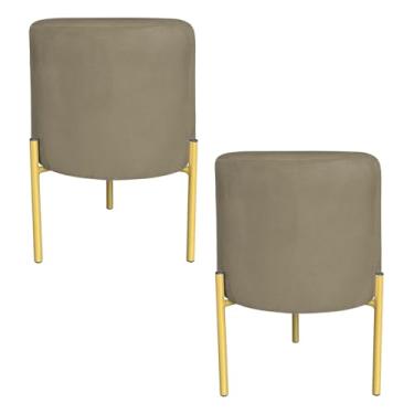 Imagem de Kit 2 Puffs Decorativo Soren Suede Pés de Ferro Dourado - Pallazio