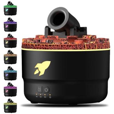 Imagem de Umidificadores de Sala Única, Umidificadores USB, Difusor de Aroma de Torre Criativa, Umidificador de Aroma de Cannon, com Luz Noturna LED de 7 Cores, Configuração do Temporizador (Preto)
