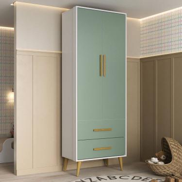 Imagem de Guarda-roupa Infantil Encanto Espresso Móveis Branco/Verde