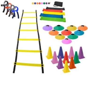 Imagem de Kit Treino Funcional Agilidade Escada 10 Cones 10 Chapéu Chinês + Kit 