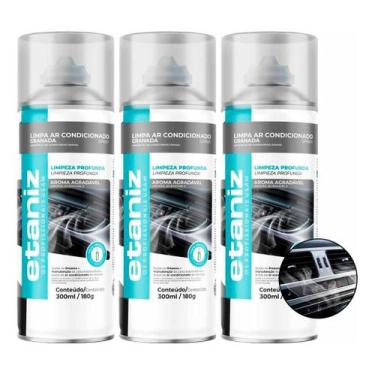 Imagem de Kit 3 Limpa Ar Condicionado Automotivo Carro Higiene 300ml - Chesiquim