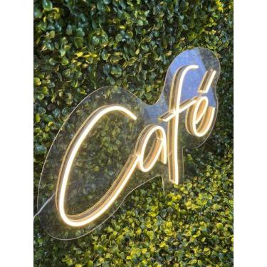 Imagem de Painel Led Neon Cafe Letreiro Luminoso 45x30cm - Comercial Luvi, Branc
