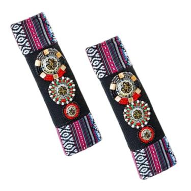 Imagem de MINGZAIQIPEI Coleção de interiores de carro boêmio Boho com estampas vibrantes, aconchegante, ajuste durável para um interior de automóvel exclusivo e atraente (preto rosa, 2 peças de ombreira)
