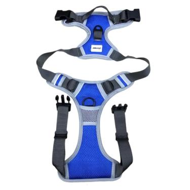Imagem de Peitoral Coleira Resistente Para Pet Cão Grande e Médio Porte com Regulagem Colete Reforçado para Passeio Cachorro(Azul,GG (XL))