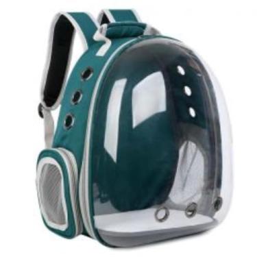 Imagem de Mochila Transporte Pet Gato Cachorro Ventilada Visão Panorâmica Bolsa Astronauta Passeio Viagem Portátil (Verde)
