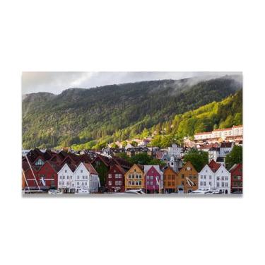 Imagem de Serenidade de casa de campo de montanha colorida – Arte de parede vida no campo, impressão em tela aconchegante e gratuita para casa 80 x 144 cm sem moldura