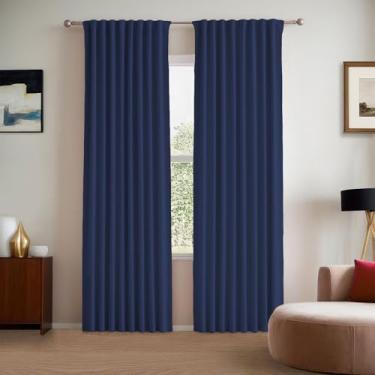 Imagem de ABBRIGE Cortinas blackout com isolamento térmico, 2 painéis, 2 painéis, aba traseira e bolso do varão, cortina à prova de som para janela - Cortinas plissadas para sala de estar com gancho para