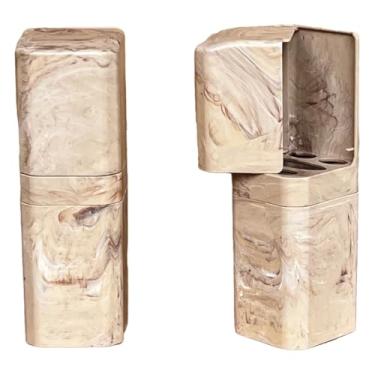 Imagem de Porta Escovas e Creme Dental com Encaixe Adesivo(KIT 2 PCS TRAVERTINO)