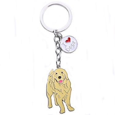Imagem de Harikaji Chaveiro para cachorro, chaveiro legal fofo para cães de estimação, bolsa charmosa, mini chaveiro de metal (Golden Retriever 2)