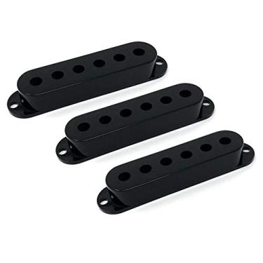 Imagem de Vintage Forge Capas De Captador Single Coil Plástico Preto Para Guitarra Elétrica Fender Stratocaster Strat (Conjunto 3) Pcst-Blk