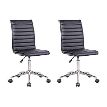 Imagem de Conjunto com 2 Cadeiras de Escritório Secretária Giratórias Marilyn Preto