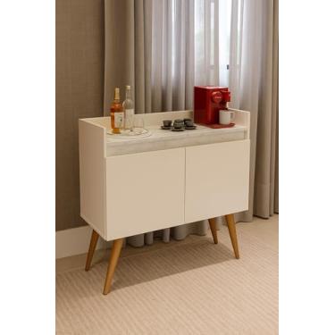 Imagem de Armario Aparador Buffet 2 Portas Pés Palito Luxo Off/Marmore Branco - MJM Casa dos moveis