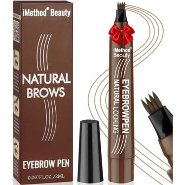 Imagem de iMethod Caneta Para Sobrancelhas - Lápis Para Sobrancelhas Mágico, Lápis Para Sobrancelhas Moderno Para Mulheres Com 4 Pontas Em Forma De Garfo E Pincel Spoolie Para Sobrancelhas Naturais, Dura O D