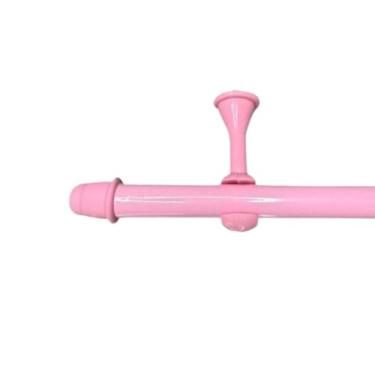 Imagem de Kit Varão de cortina Simples de Aço 2,40 metros 19mm, Bastão Varal de cortina Ferro(Rosa)