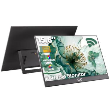 Imagem de Monitor portátil de tela sem fio de 15,6 polegadas WiFi compatível com espelhamento para telefone, Miracast para laptops, adaptador de rede sem fio para PC, nova tecnologia de exibição ajustável em