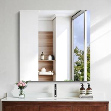 Imagem de KOCUUY Espelho sem moldura, espelho de banheiro de 91.4 cm x 91.4 cm para pia, espelho de vaidade sem moldura, espelho retangular grande para parede, à prova de estilhaçamento atualizado, espelho de