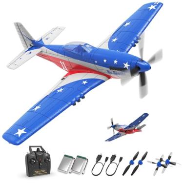 Imagem de rcxsuv P51 Mustang 4-Channel RC Plane - Ready to Fly Remote Control Aircraft with X-Pilot Stabilization, 3 Flight Modes & One-Key Aerobatics, 6-Axis Gyro, 4CH 2.4GHz for Adults, Beginners, Kids