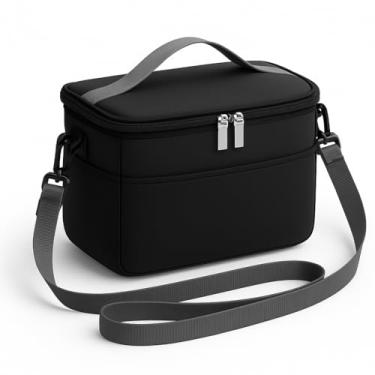 Imagem de Bolsa Térmica Unissex Compacta à Prova de Vazamento – Lancheira Pequena com Alça Ajustável para Marmita, Trabalho, Escola ou Viagem – Cor Preta