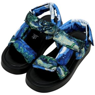 Imagem de DOGO Sandálias femininas plataforma – Sandálias femininas veganas e feitas à mão de verão, Vincent Van Gogh, as oliveiras, 40