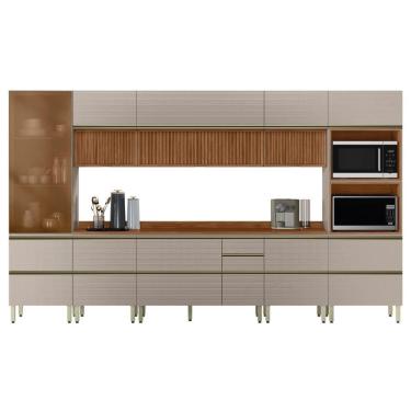 Imagem de Cozinha Modulada Proença 8 Peças com Cristaleira e Balcão 120cm - Demartêz