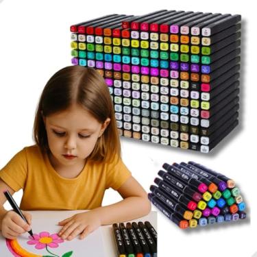 Imagem de Caneta Touch 120 Cores para Livro de Colorir Marcador Canetinhas Ponta Dupla Secagem Rápida Base de Álcool Não Tóxicas Para Presente Criativo Antiestresse
