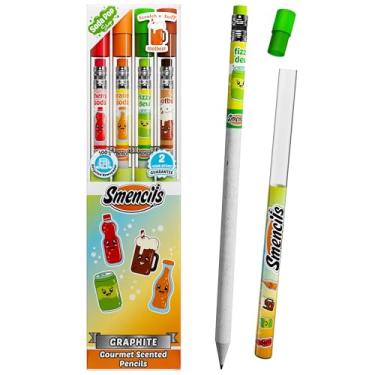 Imagem de Lápis perfumados Smencils Soda Pop Shop – Lápis HB #2 de grafite feitos de jornais reciclados, pacote com 4, aromas gourmet de longa duração, material escolar divertido e presentes para crianças