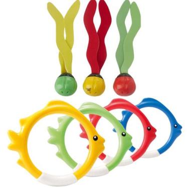 Imagem de Kit brincadeira intex caça bandeiras + argolas piscina verão, Colorido