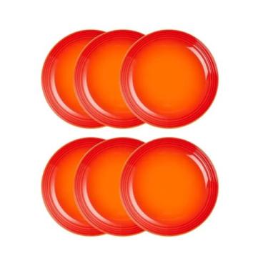 Imagem de Jogo de 12 Pratos Fundos de Cerâmica 22 cm Laranja