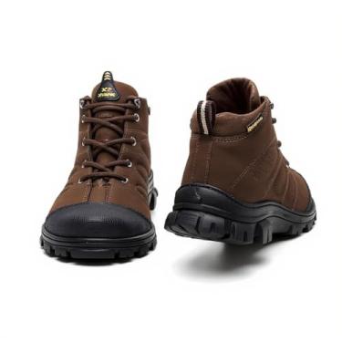 Imagem de Bota Coturno Masculina Cano Médio - Couro Sintético Impermeável - Sola Antiderrapante - Botas Masculinas de Trabalho e Segurança - Nº 37 ao 44 (Marrom, BR, Adulto, Numérico, G, 42)