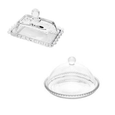 Imagem de Kit Combo Queijeira + Manteigueira Grande Pearl Wolff Transparente