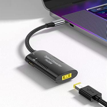 Imagem de PLUSPOE Adaptador de carregamento múltiplo USB C PD de 100W, para Lenovo Square Slim Tip Power to Type-C Converter para Lenovo Thinkpad MacBook Chromebook