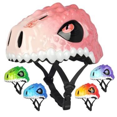 Imagem de Capacete de bicicleta infantil infantil, capacetes de dinossauro 3D para meninos e meninas, bebês/bebês para crianças de 1/2/3/4/5/6/7/8 anos de idade, leve, ajustável, multiesportes, bicicleta