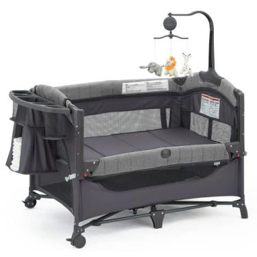 Imagem de Berço QUTANIX Baby Bedroom com trocador cinza