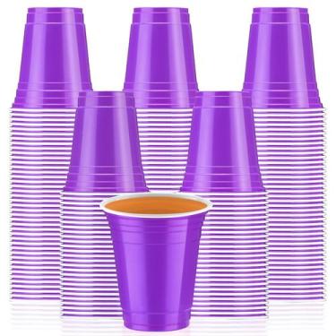 Imagem de Copos plásticos descartáveis Sabary 12 onças (350 mL) roxos, pacote co
