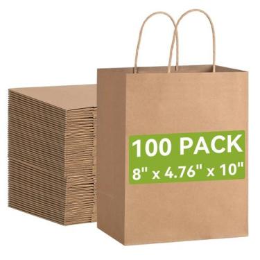 Imagem de Sacos de presente Brothersbox Brown Kraft Paper 100PCS 20x12x25cm