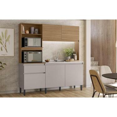 Imagem de Kit de Cozinha Compacta Amaranto c/ 5 Portas e 1 Gaveta 182cm Amendola/Nude Prime TX - Demóbile