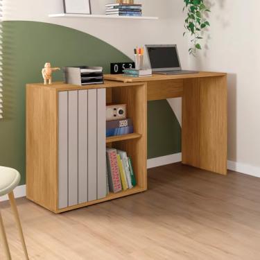 Imagem de Mesa para Computador Amel Home 140cm Porta Ripada de Correr MDP Mel/Cacao G11 - Gran Belo