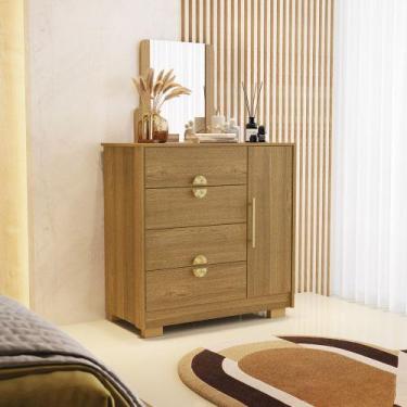 Imagem de Cômoda Sapateira Vollard 4 Gavetas 1 Espelho 1 Porta com Prateleira Na