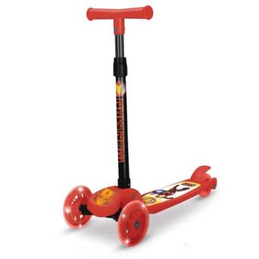 Imagem de Patinete Dobrável 30Kg Infantil Homem de Ferro 3 Rodas Luz Led - Etilu